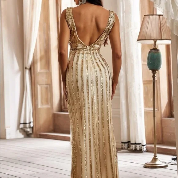 Gold beaded dress - Picture 3 of 3